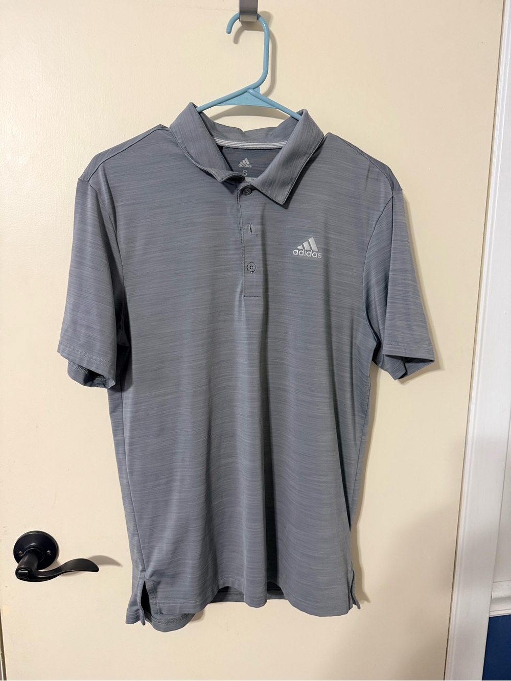 adidas Men's Light Gray Striped Performance Polo